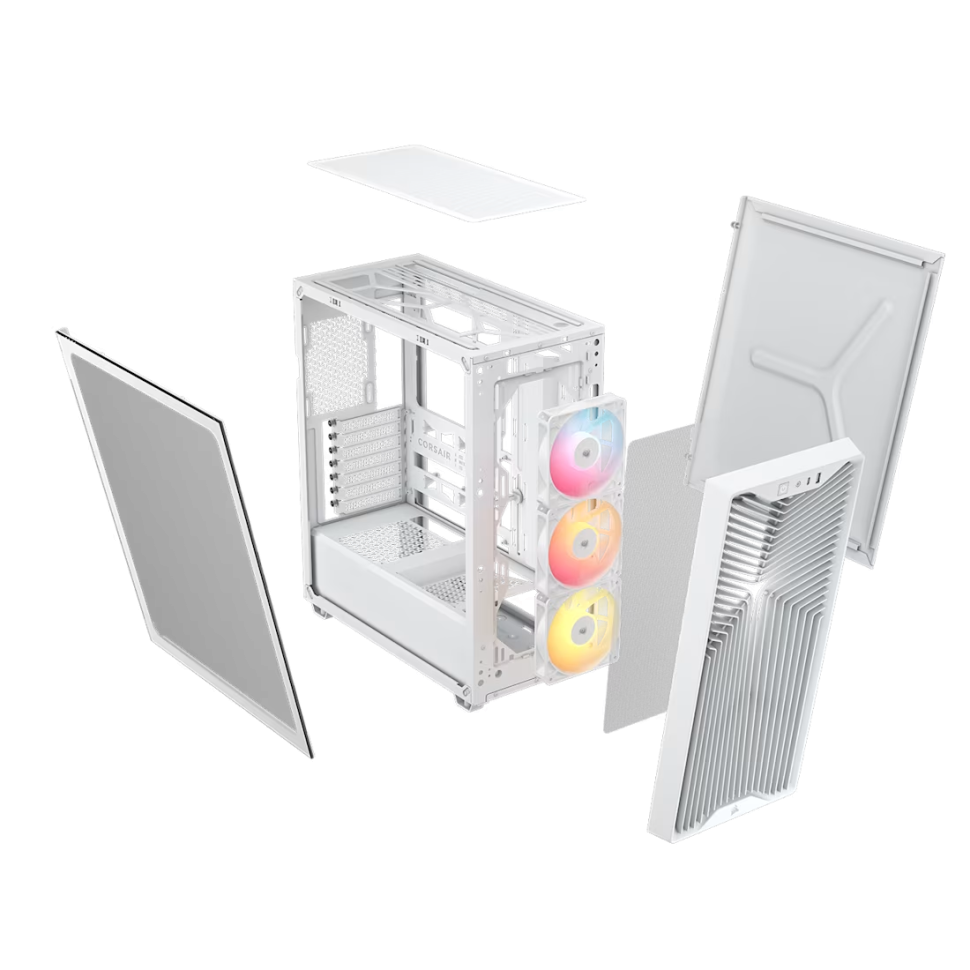 Кутия Corsair 3200D RS ARGB Mid-Tower Performance Case - White - Image 3