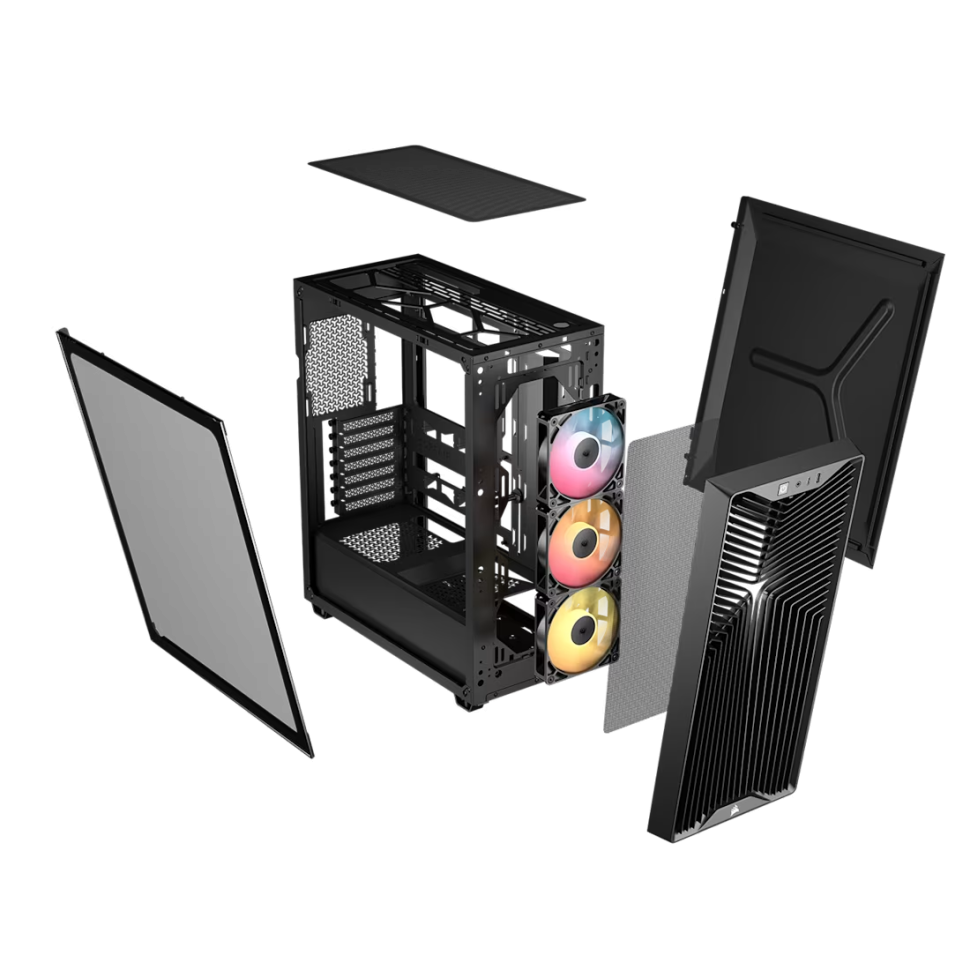 Кутия Corsair 3200D RS ARGB Mid-Tower Performance Case - Black - Image 3