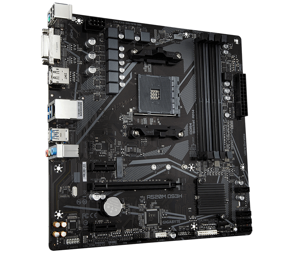 Дънна платка GIGABYTE A520M-DS3H V2, Socket AM4 - Image 3