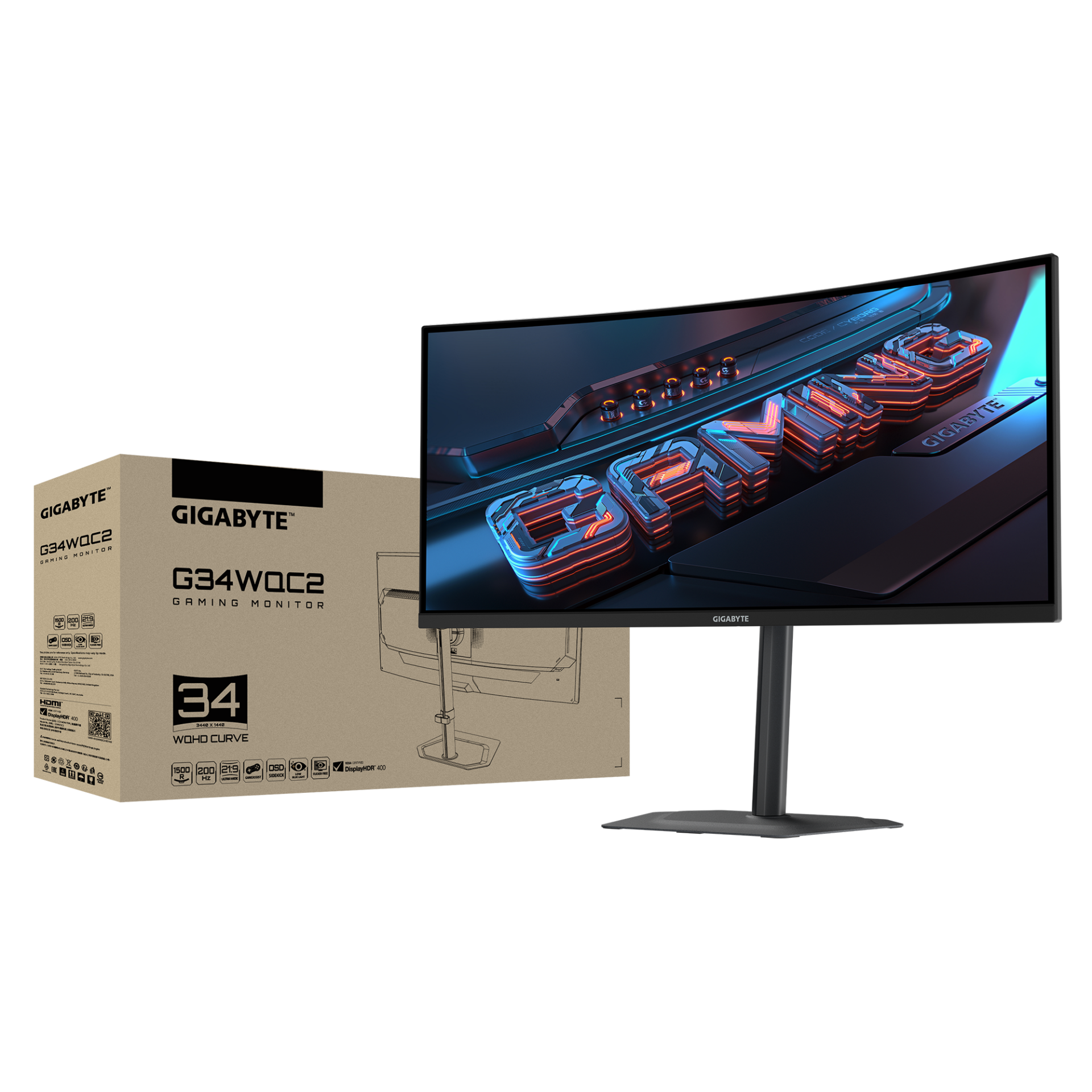 Геймърски Монитор Gigabyte G34WQC2 - 34" VA 1500R WQHD (3440x1440), 200Hz, 1ms, VESA Display HDR400 - Image 7